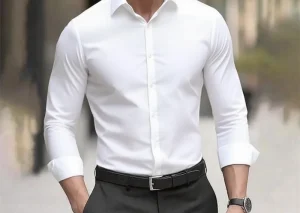 Solid color men's shirt casual white shirt, high quality solid color long sleeve stretch fabric, business formal shirt, XS-6XL