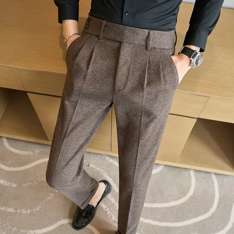 Men's Fall/Winter Wool Fabric Casual Suit Pants, Black, Coffee Available, Size 28-36 - Image 2
