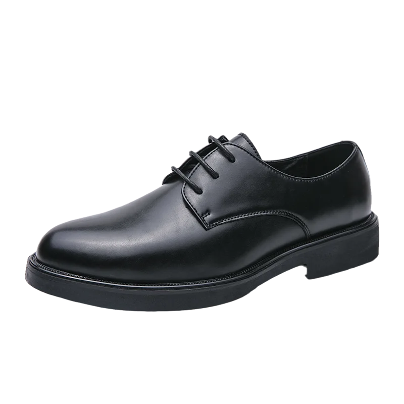 Men's Casual Pointed Toe Leather Shoes Retro Style Lace Up Lightweight Comfortable Soft Dress Shoes for Daily Office & Wedding