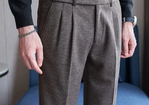 Men's Fall/Winter Wool Fabric Casual Suit Pants, Black, Coffee Available, Size 28-36