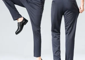 29-42 Men's Summer Pants Thin Straight Stretch Casual Pants with No Trace No Ironing Fabric Silky and Cool Feeling