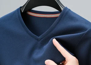 2024 Men's New Waffle V Neck Short Sleeved T-shirt Summer Comfortable Top