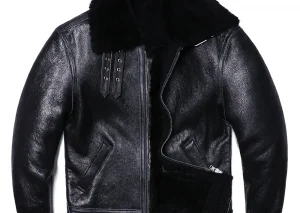 B3 Style Black Thick Sheep Shearling Wool Leather Jacket Original Ecological Fur Genuine Sheepskin Male Warm Coats Flight Jacket