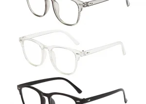 3 Pcs/Set Transparent Computer Glasses Frame Women Men Anti Blue Light Round Eyewear Blocking Glasses Optical Spectacle Eyeglass