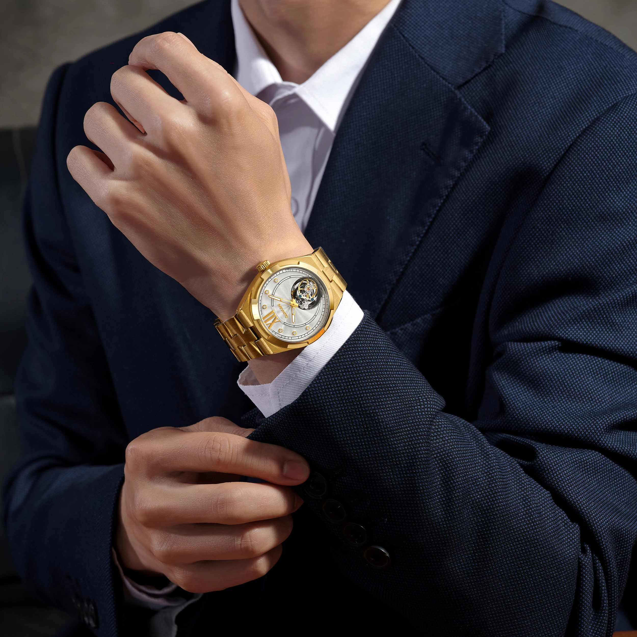 Raymondoya 100% Tourbillon Watch Men's Stone Dial Sapphire Watch For Men Mechanical Wristwatches Relogio Masculino - Image 6