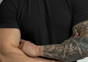 spring summer fashion Men's T-shirt Small high collar stripe shirt short sleeve fitness top leisure sport T-shirt Men sportswear