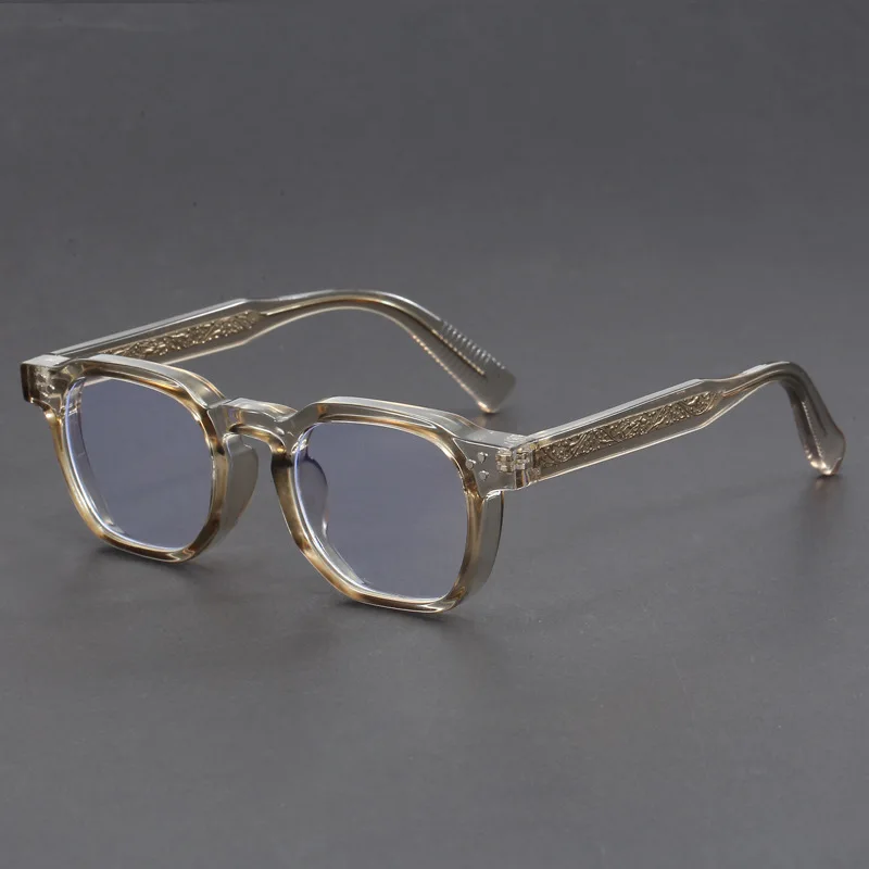 Retro Men's and Women's Box Thick Glasses Frame Flat Light Glasses Artistic Anti Blue Light Glasses Anti Radiation Glasses