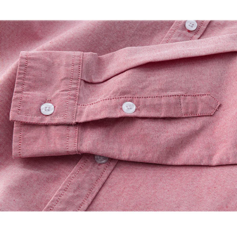 2024 Spring Pink Shirts For Men Casual Slim Fit 100% Cotton Oxford Long Sleeve Shirt Men's Vintage Clothes - Image 6