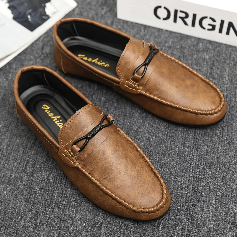 2025New Fashionable Loafers Breathable Casual Leather Shoes Men's Leather Loafers - Image 5