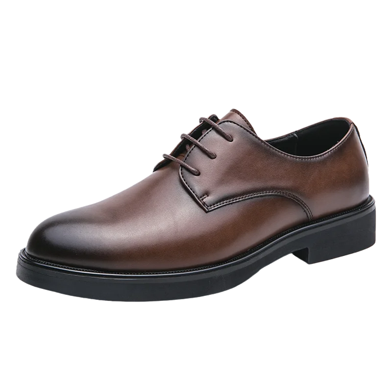 Men's Casual Pointed Toe Leather Shoes Retro Style Lace Up Lightweight Comfortable Soft Dress Shoes for Daily Office & Wedding - Image 2