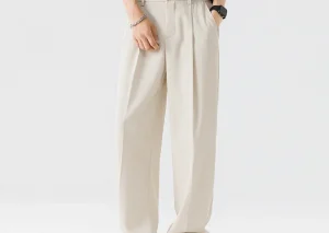 New Men Suit Pants Business Trousers Solid Casual Pant Wide Leg Straight Fashionable Streetwear Comfortable Fabric Oversize