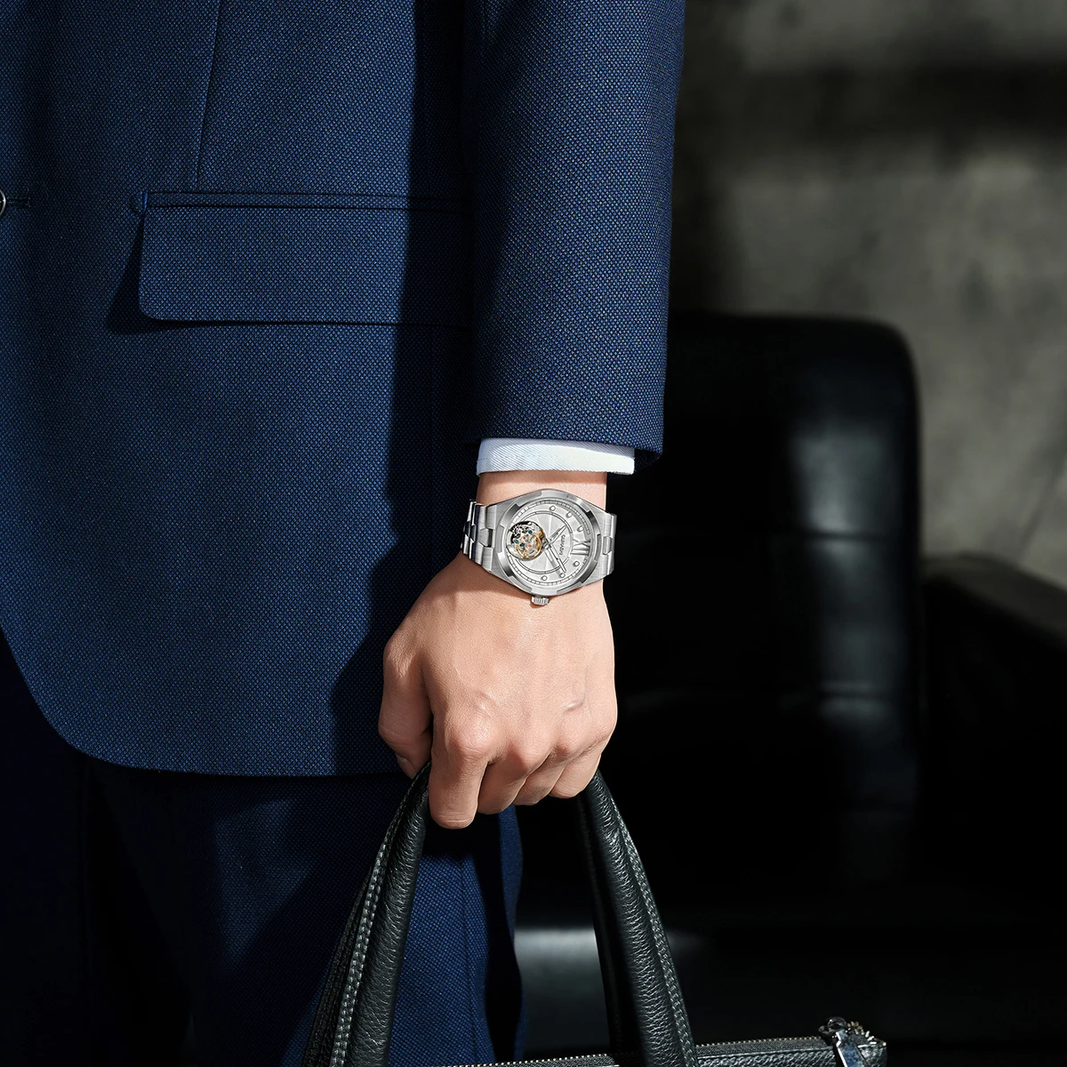 Raymondoya 100% Tourbillon Watch Men's Stone Dial Sapphire Watch For Men Mechanical Wristwatches Relogio Masculino - Image 5